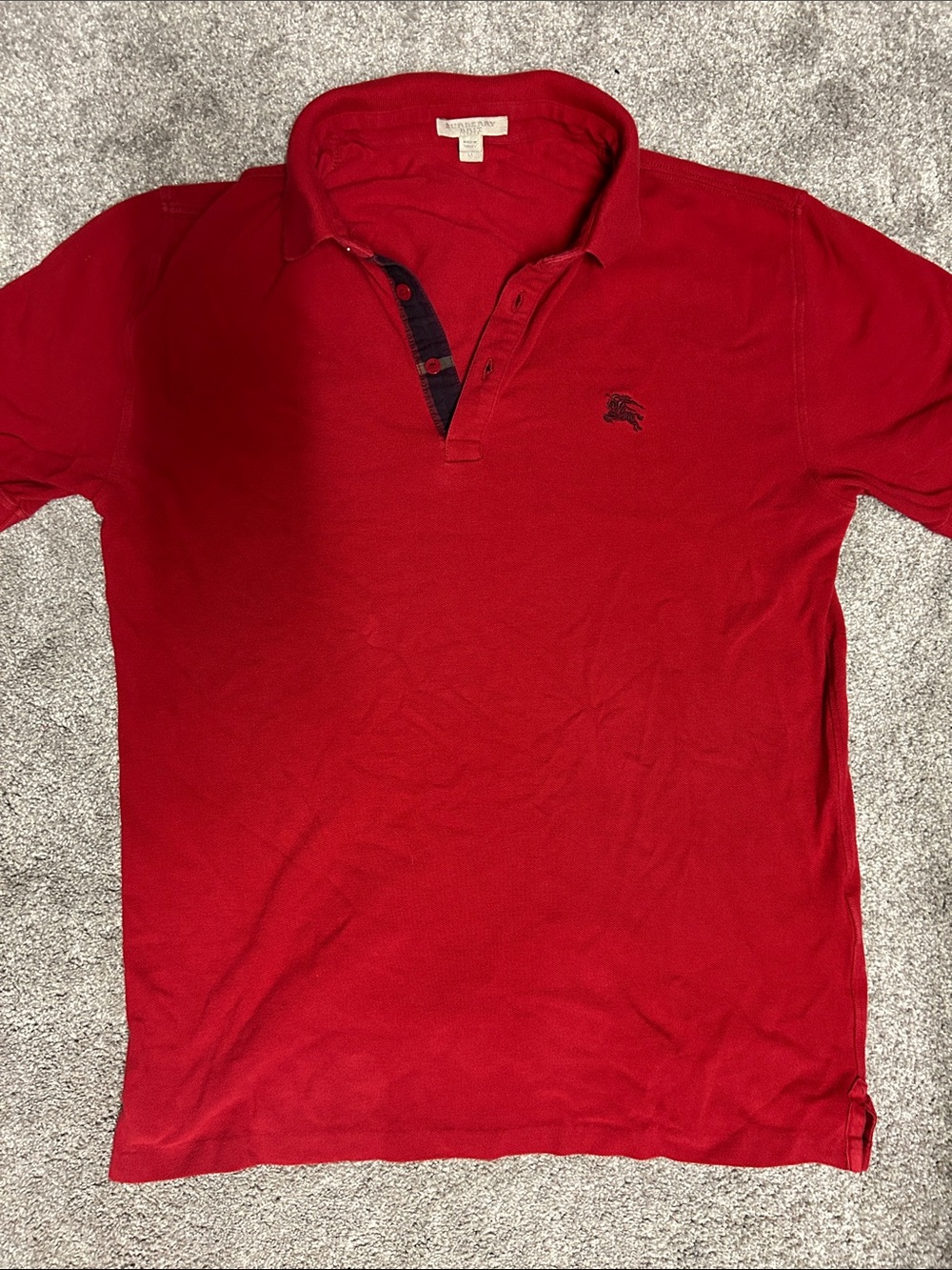 Y2K Burberry Brit Classic Red Polo Logo Plaid Collar